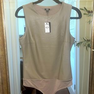 Women’s Express Body Contour Leather Body Suit, NWT SZ M